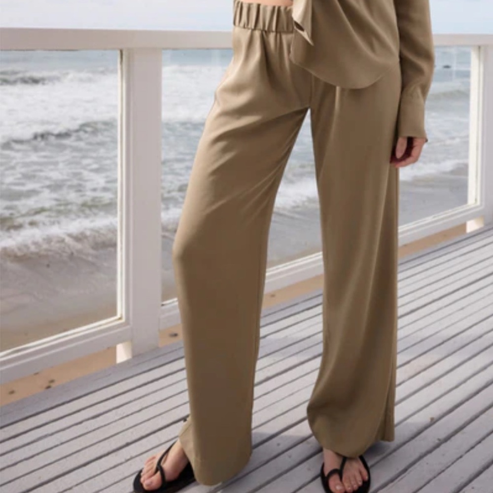 AYR The Voila Pull-on Heavyweight Silk Crepe Sz S in Teak